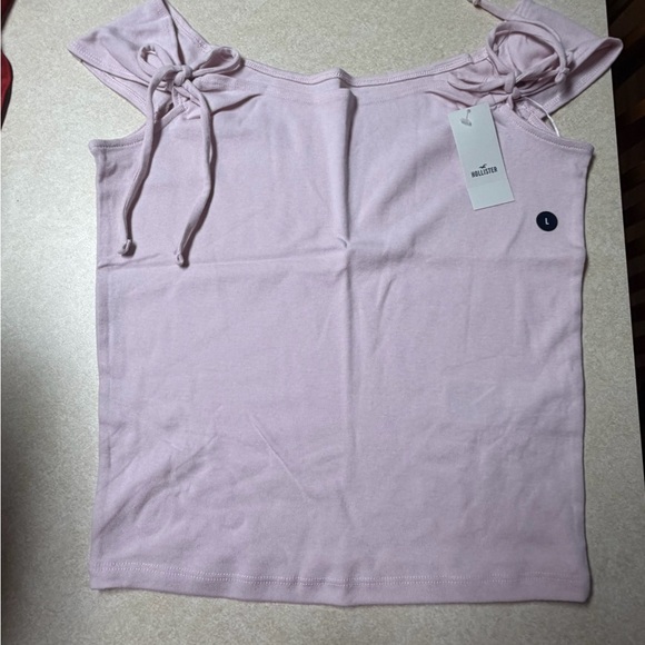 Hollister Off-Shoulder Tie Sleeve Tank Top- Petal Pink - Picture 5 of 8